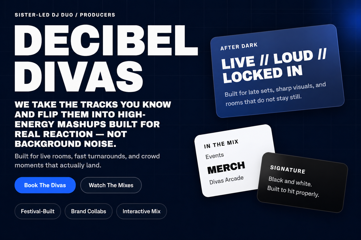 Decibel Divas website preview.